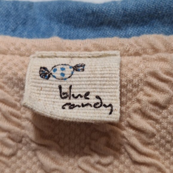 Blue Candy Cream Collared Blouse with Floral Sleeves - Picture 5 of 6